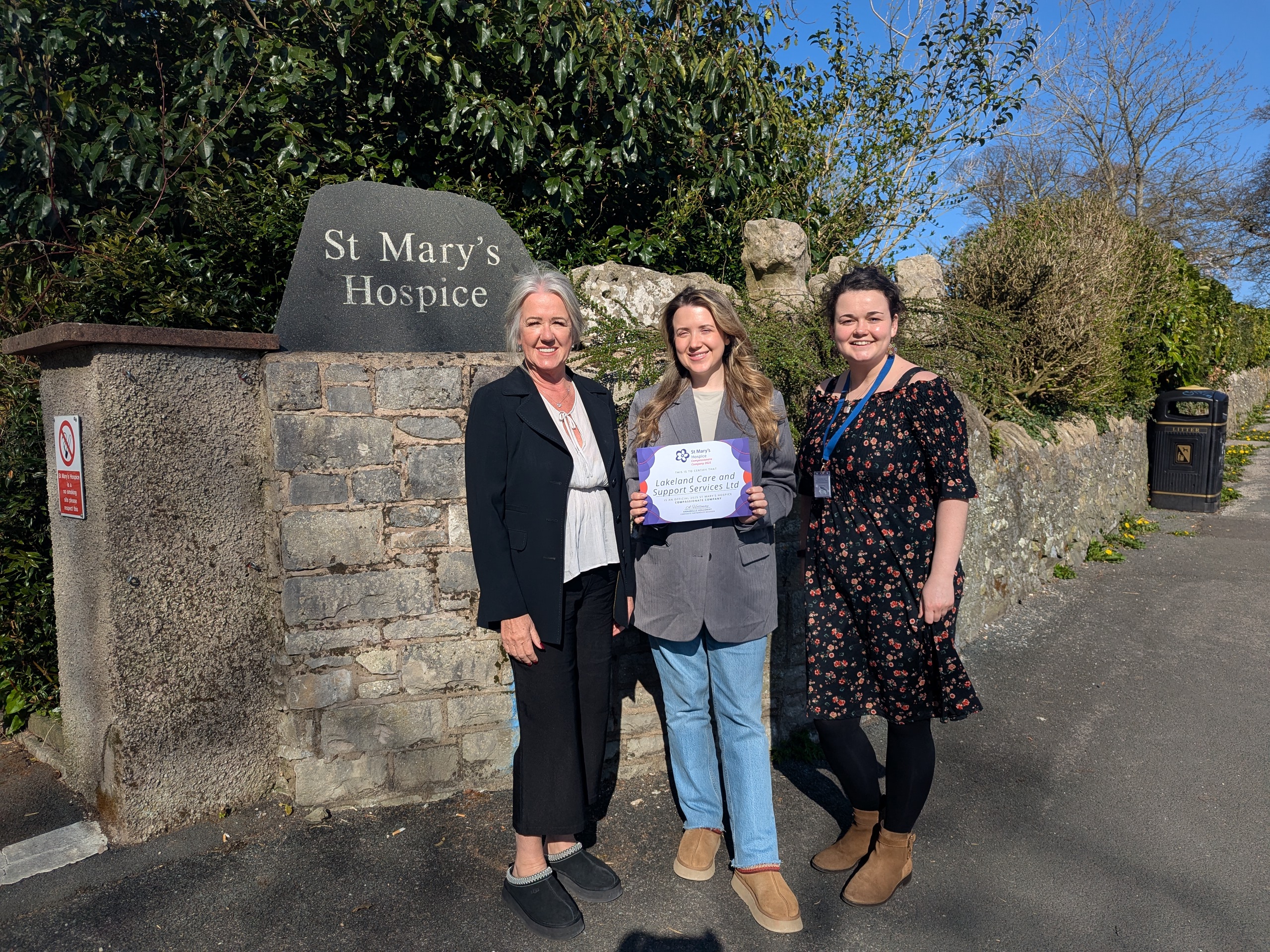 Lakeland Care Proud to Support St Mary’s Hospice as a “Compassionate Company”